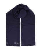 Giorgio Armani Herringbone Wool Scarf - Blue