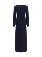 Malo Long cashmere crewneck Dress - Blu.