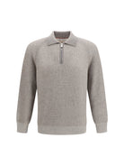 Brunello Cucinelli Cashmere Milano Stitch Polo Sweater with zip - 9756+9777
