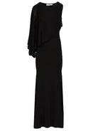 Self-Portrait One-Shoulder Long Dress - Black