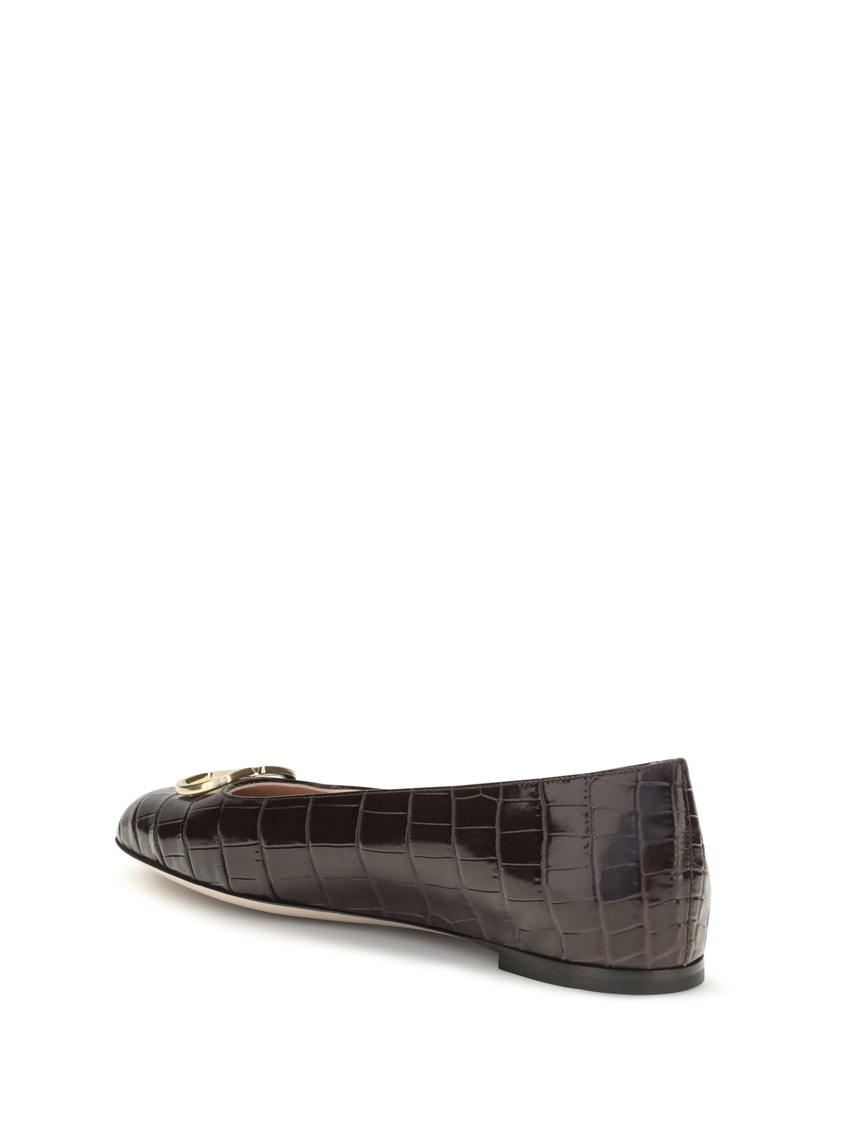 Valentino Garavani VLogo Signature croc-effect Ballerinas - Oak Brown