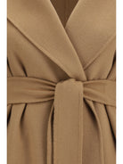 Max Mara Studio Long robe Coat in wool, cashmere and silk - Camel