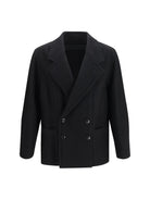 Lemaire Short double-breasted wool and alpaca Coat - Black