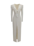 Alessandra Rich V-neck Dress with bow - White