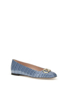 Valentino Garavani VLogo Signature croc-effect Ballerinas - Blue Nebula