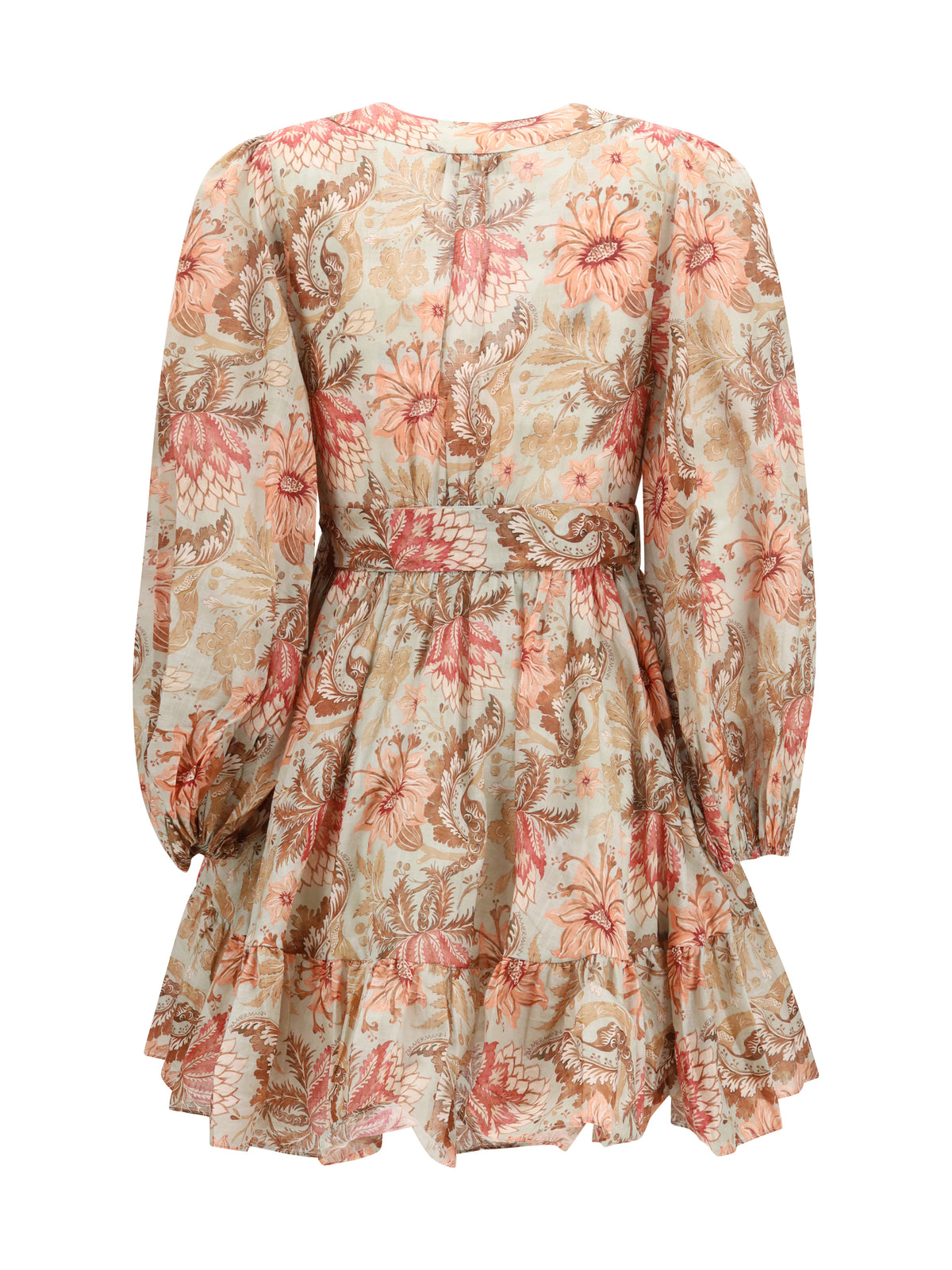 Zimmermann Daylight wrap mini Dress - Stamp-Floral-Sage