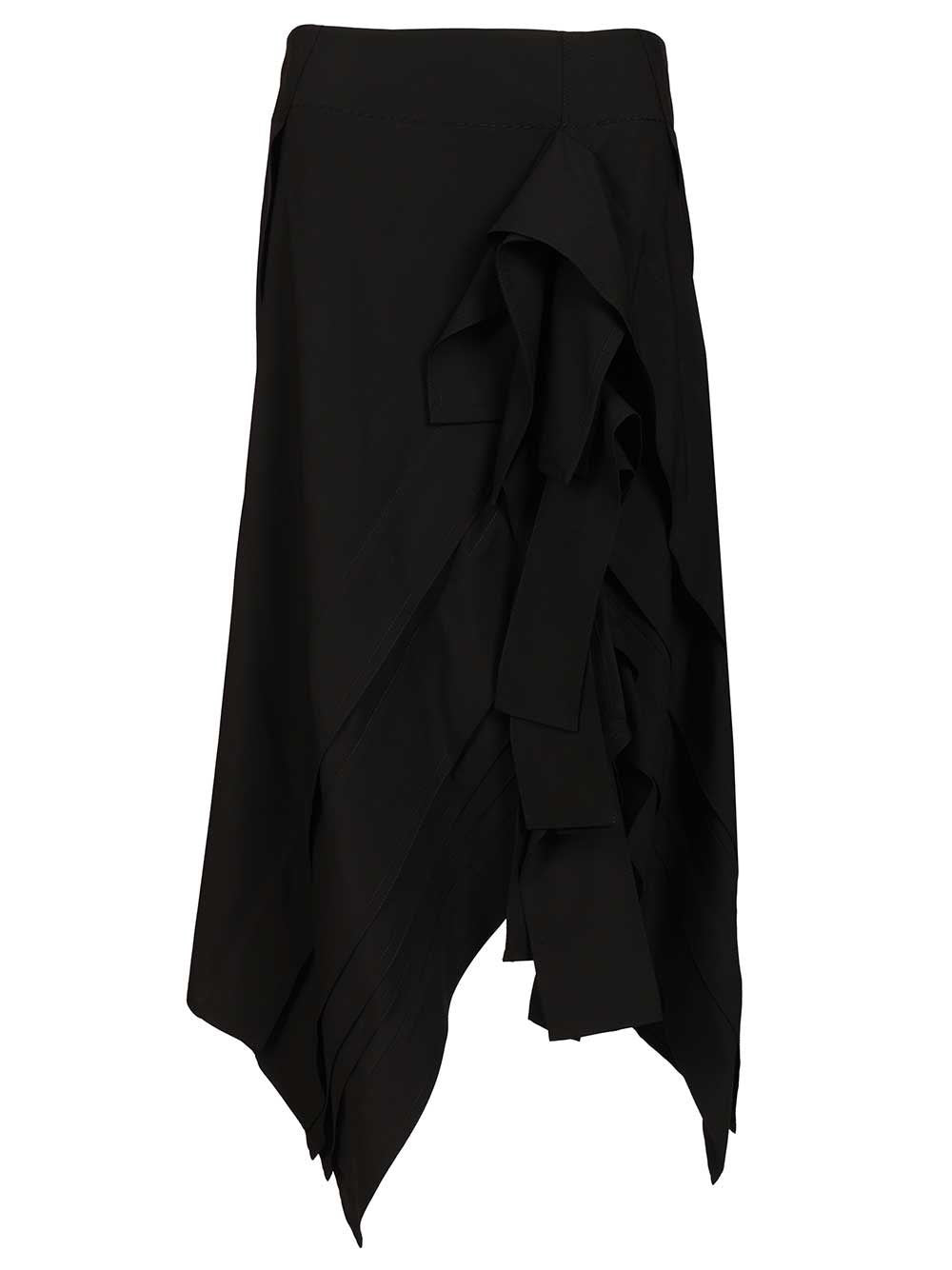 Bottega Veneta Lightweight Wool Midi Skirt - Black