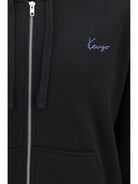 Kenzo Kenzio Signature Embroidered Cotton Zip Hoodie - Black