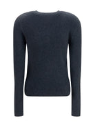 Lisa Yang Airi Henley Sweater in cotton and cashmere - Eclipse