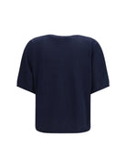 Brunello Cucinelli Short-sleeve cashmere and silk Sweater - Blue Freddo