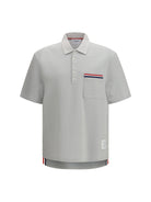 Thom Browne Short-sleeve Polo with chest pocket - Pale Grey