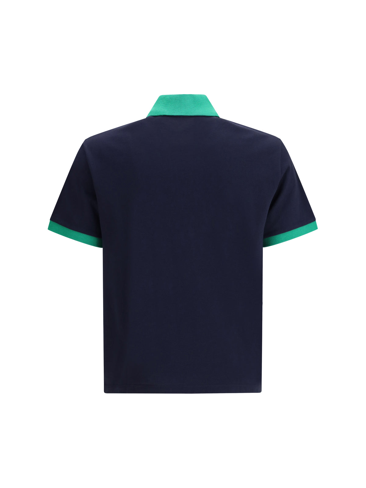 Versace Polo in cotton piqué with embroidery - Dark Navy+Bright Emerald