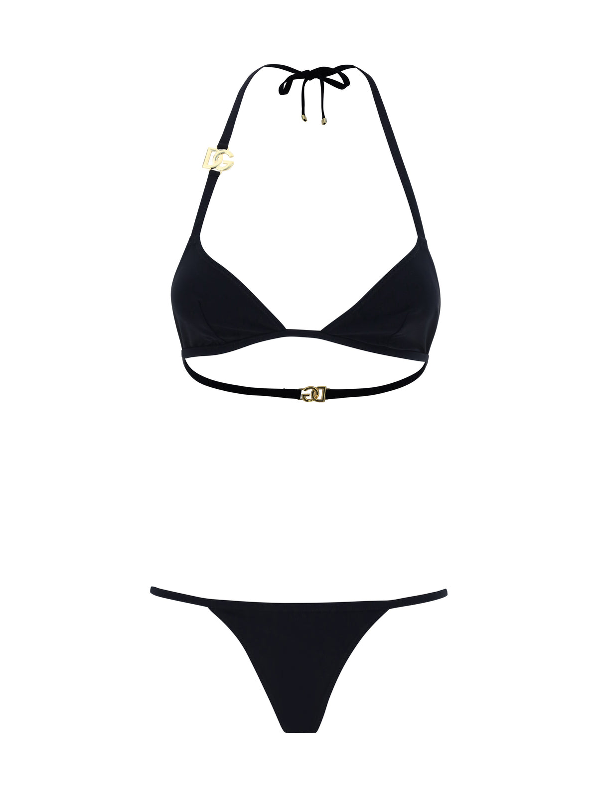 Dolce & Gabbana Triangle Bikini with gold plaque - Black
