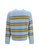 Dries Van Noten Striped crewneck Sweater - Light Blue