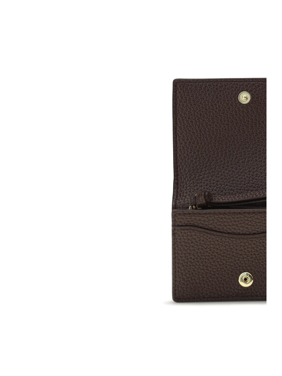 Ganni Flap Card Holder in grained leather - Chicory Coffee