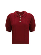 Alessandra Rich Merino wool Polo Shirt with buttons - Burgundy
