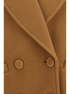 Chloé Double-breasted herringbone wool short Coat - Dusty Camel