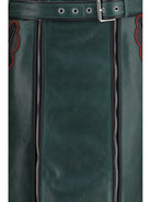 Marni Leather Skirt with belt and pockets - Dark Sea Green