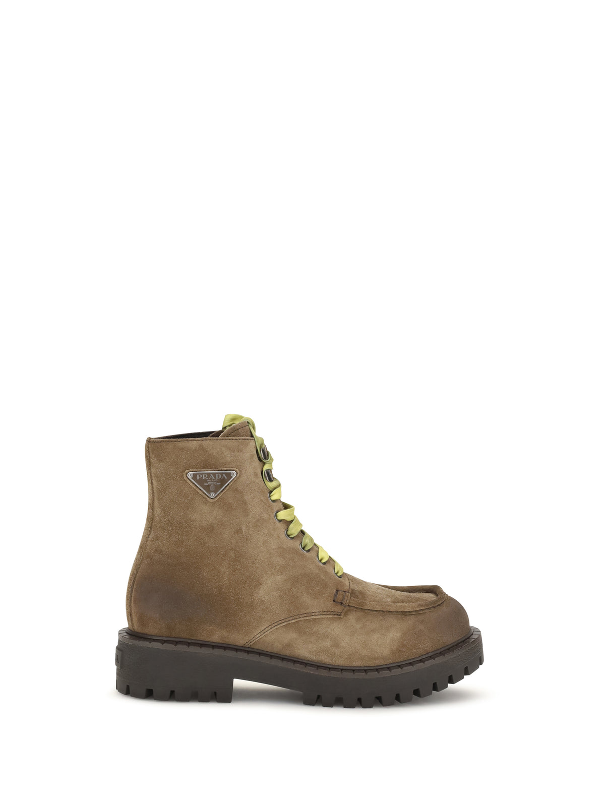 Prada Suede lace-up Ankle Boots - Sigaro
