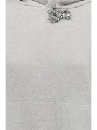 Prada Cotton fleece Hoodie with jewel brooch - Marmo