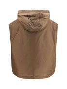 Max Mara The Cube Hooded padded Vest in water repellent canvas - Dark Gold