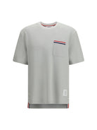 Thom Browne Short-sleeve cotton-linen T-shirt - Pale Grey