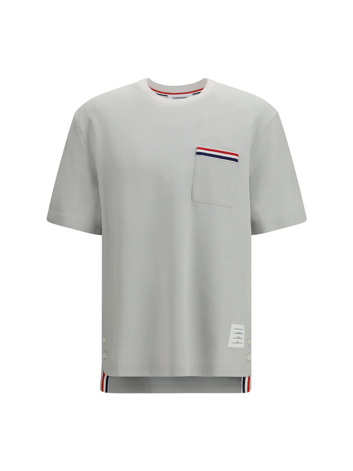 Thom Browne Short-sleeve cotton-linen T-shirt - Pale Grey