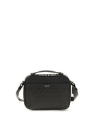 Ferragamo Leather crossbody Bag with embossed Gancini pattern - Black