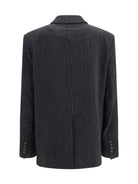 Ganni Pinstripe wool Blazer - Phantom