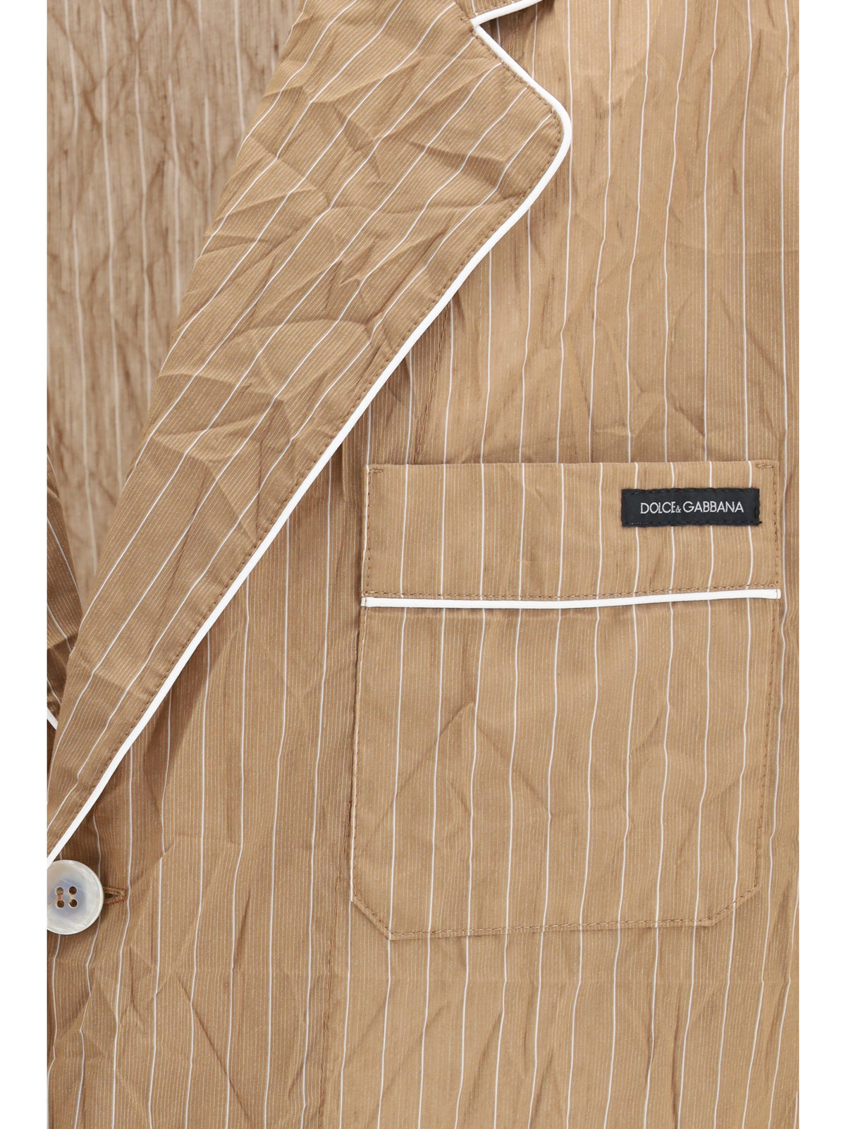 Dolce & Gabbana Vanity Shirt-style robe in froissé striped fabric - Rigato