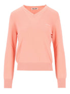 Miu Miu V-Neck Wool Sweater - Rose