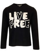 Comme Des Garcons Shirt Wool Sweater With "Live Free" Embroidery - Black