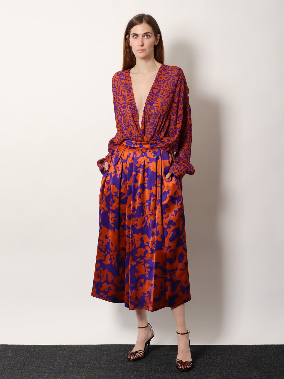 Dries Van Noten Camiel cotton shirt with multicolor print - Orange