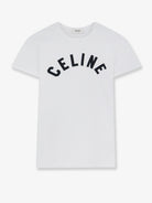 Celine Cotton T-shirt with front lettering logo print - Offwhiteblack