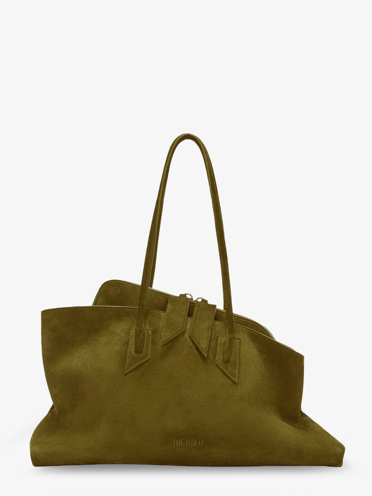 The Attico La Passeggiata suede shoulder bag - Khaki