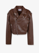 The Frankie Shop Daphne faux leather biker jacket - Brown
