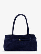 Manu Atelier Le Cambon East West suede shoulder bag - Dark Navy