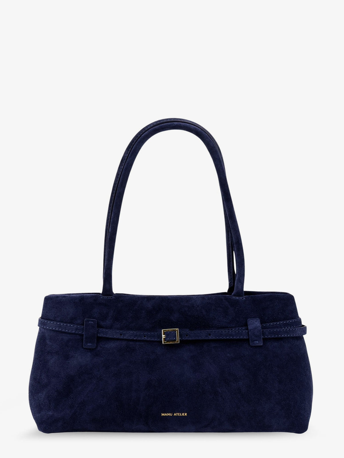 Manu Atelier Le Cambon East West suede shoulder bag - Dark Navy