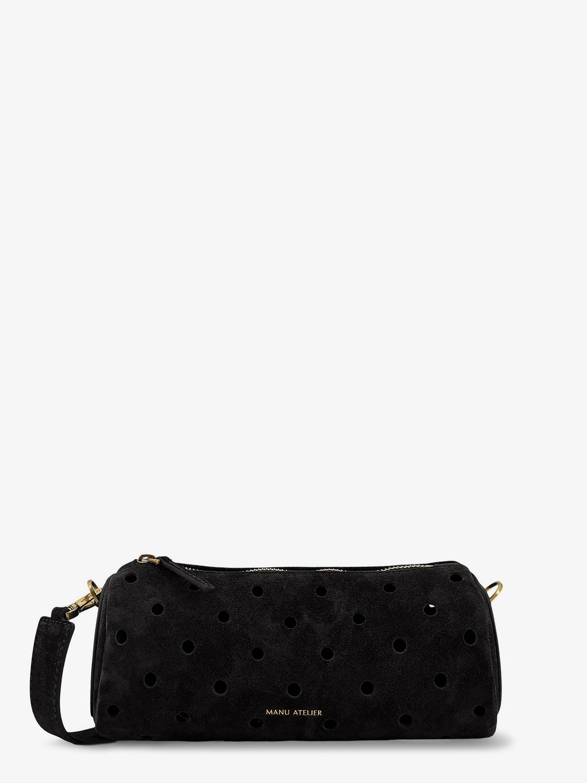 Manu Atelier Mini Cylinder suede crossbody bag - Black