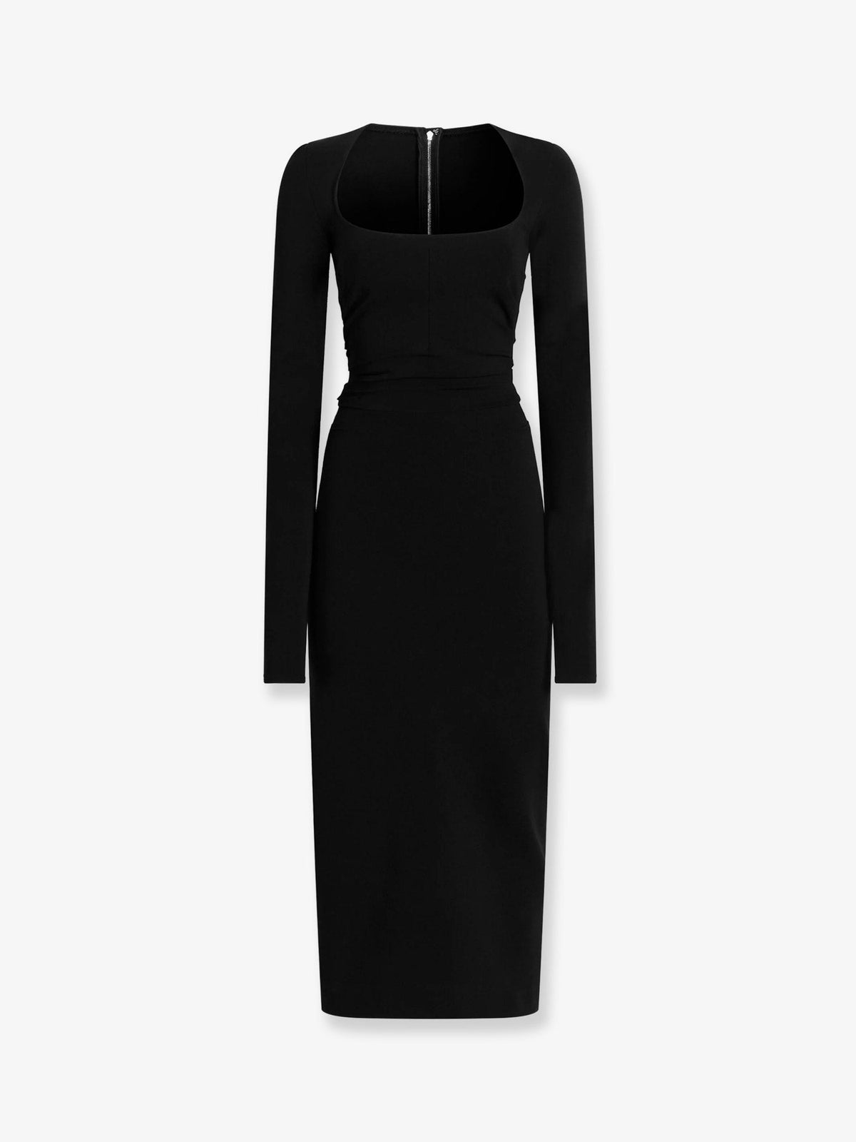Dolce & Gabbana Long jersey dress with side drape - Nero