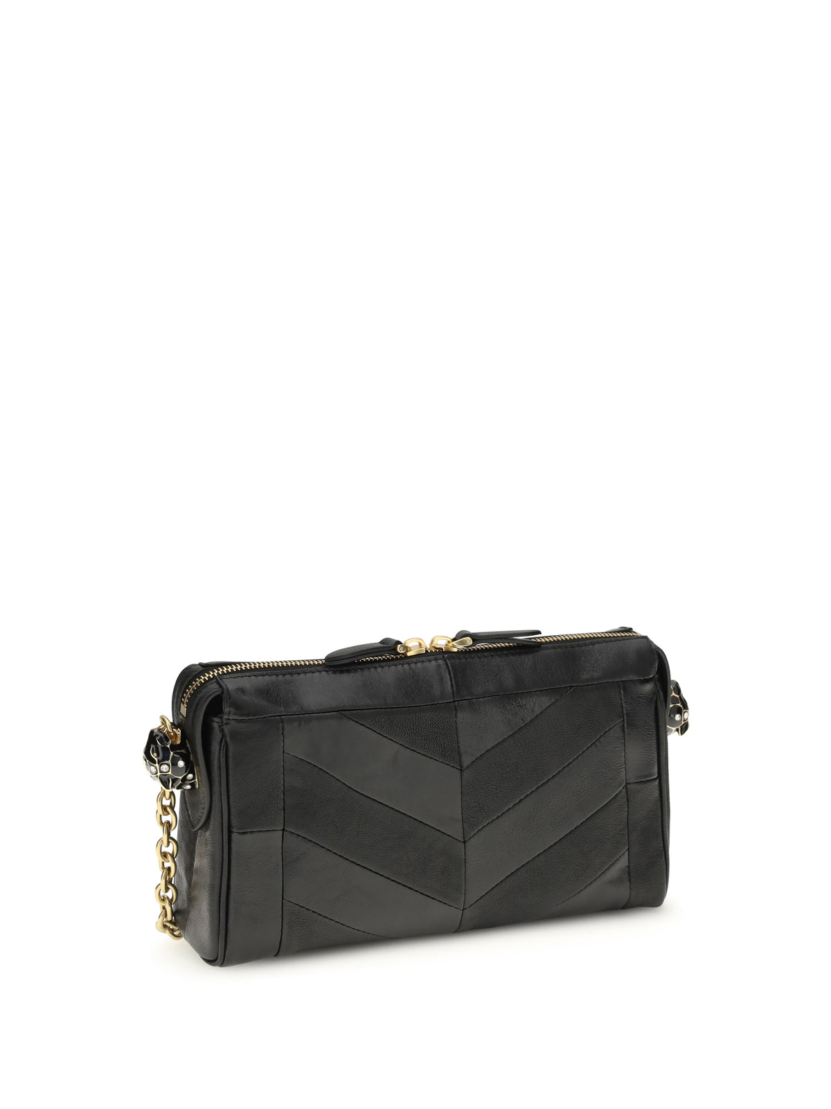 Valentino Small Panthea Chevron nappa Shoulder Bag - Black
