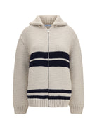 Prada Wool zip Cardigan - Avorio+Blu