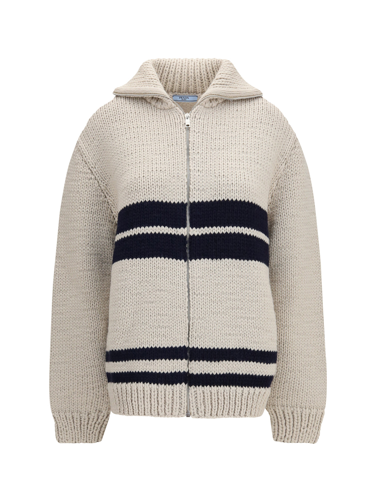 Prada Wool zip Cardigan - Avorio+Blu