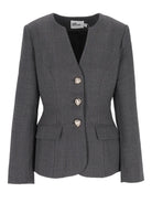 Self-Portrait Collarless Jacket - Grey