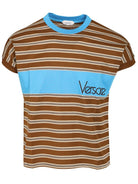 Versace Striped Cotton T-Shirt With Inlay - Multi