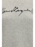 MM6 Maison Margiela Knitted Sweater with logo lettering - Grey Melange-Black Print