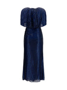 Self-Portrait Midi Dress with cape sleeves and crystals - Navy Blue