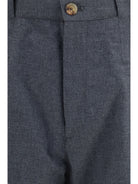 Brunello Cucinelli Virgin wool, cotton and silk mouliné canvas pleated Pants - Anthracite