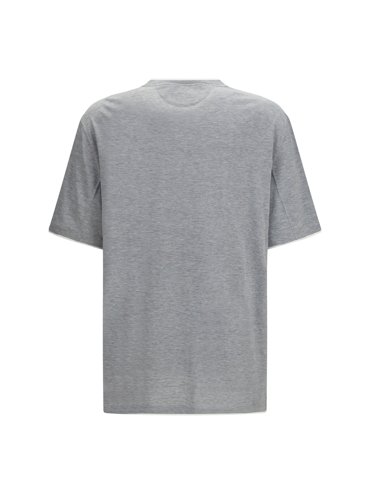 Brunello Cucinelli Silk T-shirt - Grigio+Off White