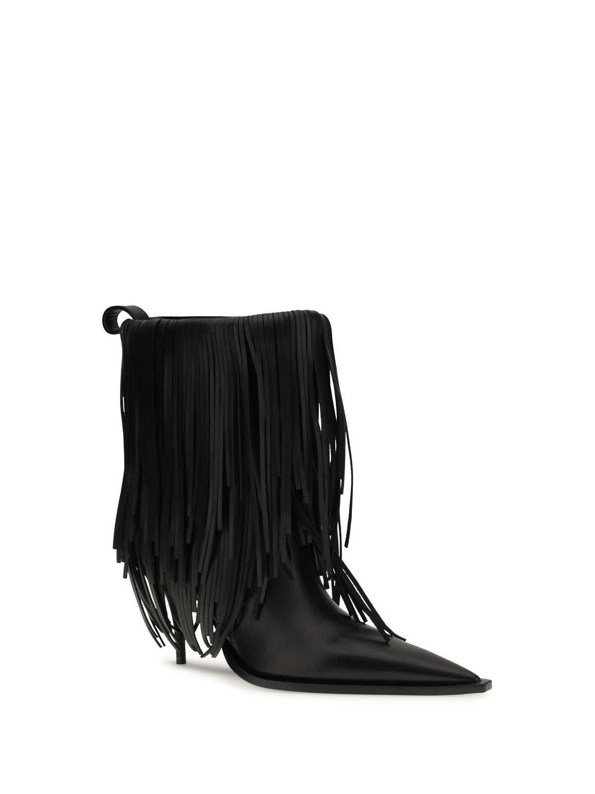 Balenciaga Avenue Fringe Ankle Boots - Black